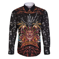 Aloha Halloween Family Matching Off The Shoulder Long Sleeve Dress and Hawaiian Shirt Horror Tiki Heavy Metal Style - Polynesian Pride