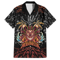 Aloha Halloween Family Matching Off Shoulder Short Dress and Hawaiian Shirt Horror Tiki Heavy Metal Style - Polynesian Pride