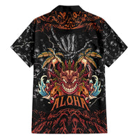 Aloha Halloween Family Matching Off Shoulder Short Dress and Hawaiian Shirt Horror Tiki Heavy Metal Style - Polynesian Pride
