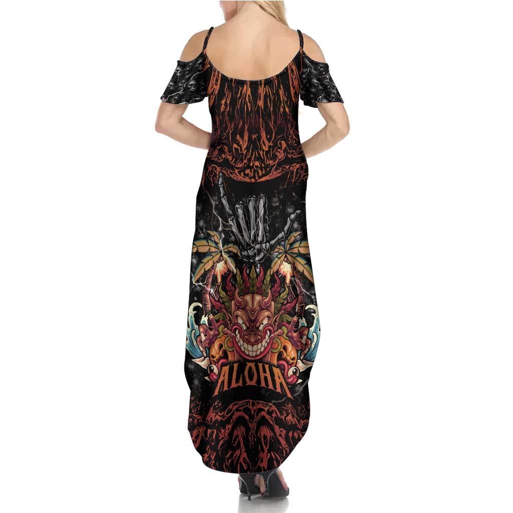 Aloha Halloween Family Matching Summer Maxi Dress and Hawaiian Shirt Horror Tiki Heavy Metal Style - Polynesian Pride