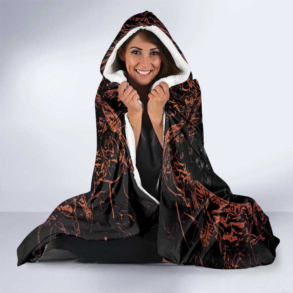 Aloha Halloween Hooded Blanket Horror Tiki Heavy Metal Style - Polynesian Pride