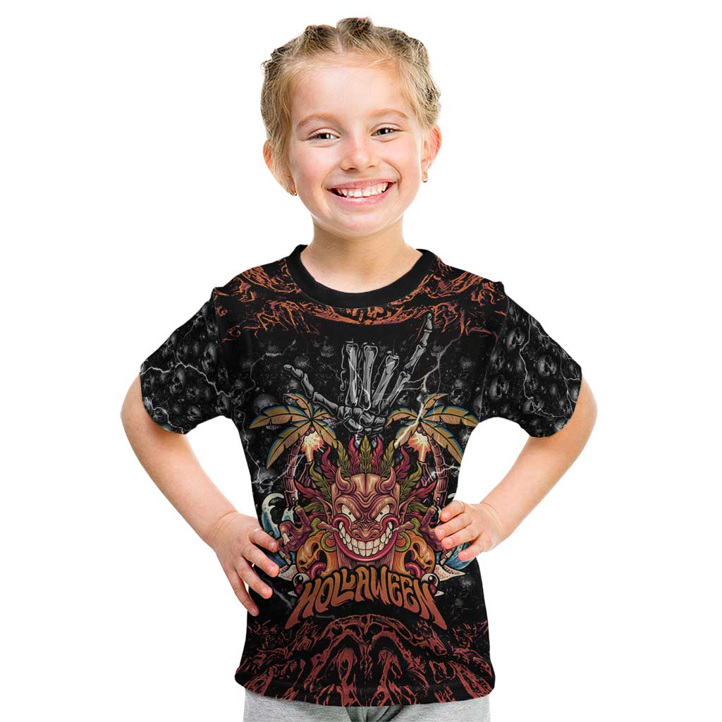 Aloha Halloween Kid T Shirt Horror Tiki Heavy Metal Style - Polynesian Pride