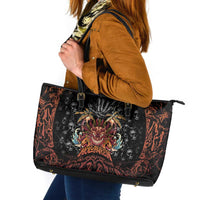 Aloha Halloween Leather Tote Bag Horror Tiki Heavy Metal Style - Polynesian Pride