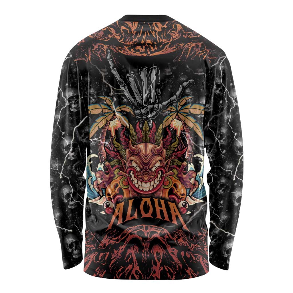 Aloha Halloween Long Sleeve Shirt Horror Tiki Heavy Metal Style - Polynesian Pride