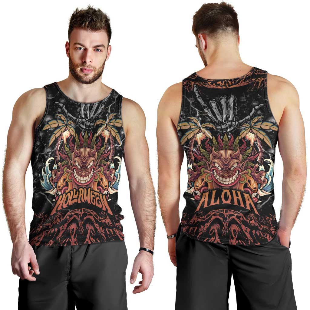 Aloha Halloween Men Tank Top Horror Tiki Heavy Metal Style - Polynesian Pride