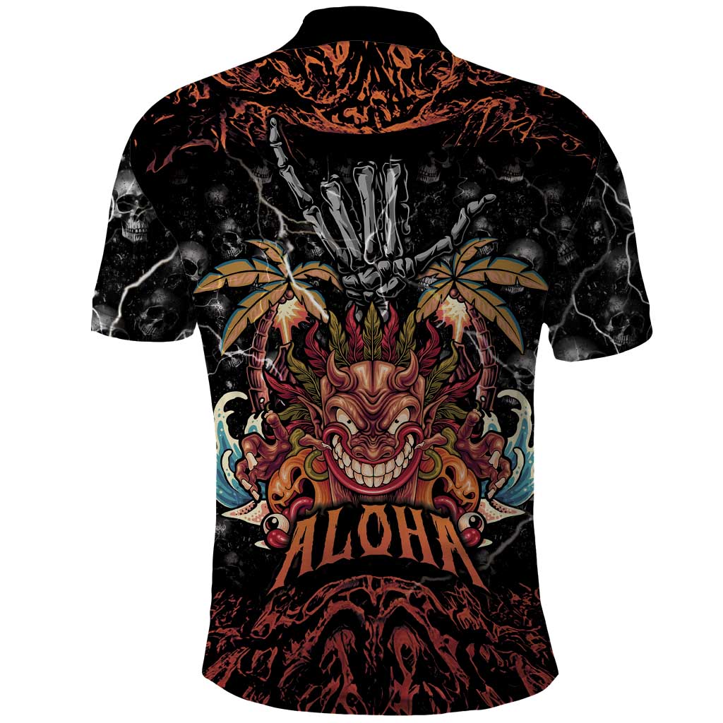 Aloha Halloween Polo Shirt Horror Tiki Heavy Metal Style - Polynesian Pride