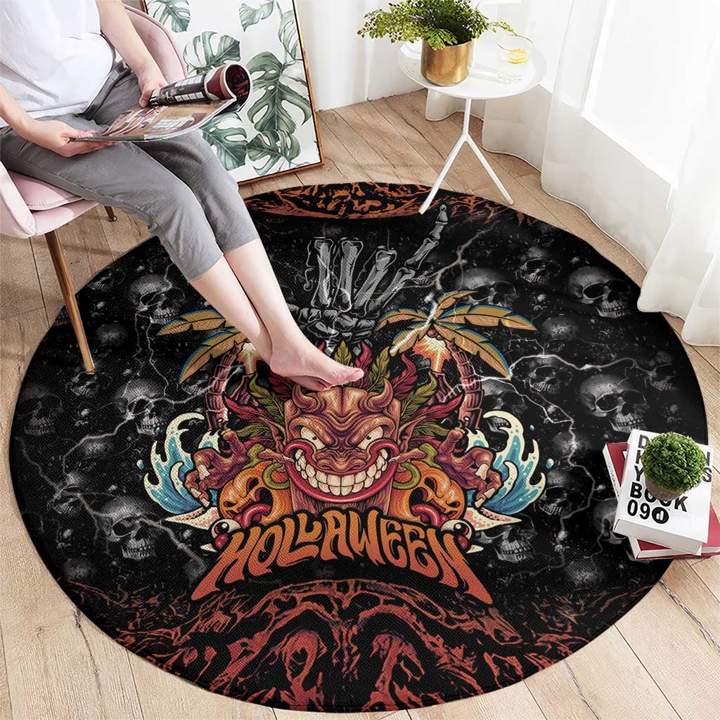 Aloha Halloween Round Carpet Horror Tiki Heavy Metal Style - Polynesian Pride