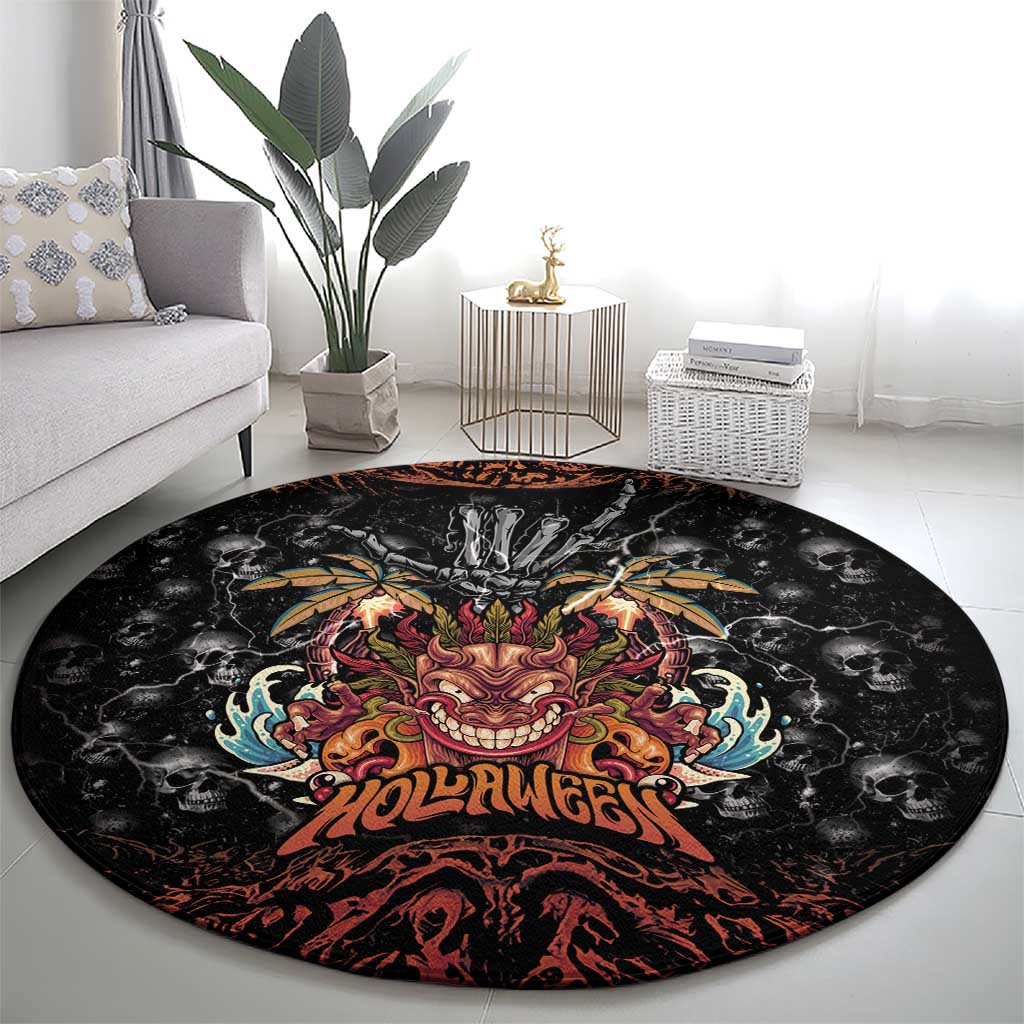 Aloha Halloween Round Carpet Horror Tiki Heavy Metal Style - Polynesian Pride