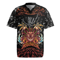 Aloha Halloween Rugby Jersey Horror Tiki Heavy Metal Style - Polynesian Pride