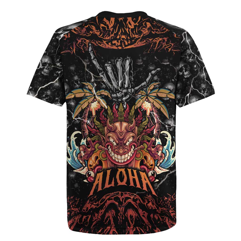 Aloha Halloween Rugby Jersey Horror Tiki Heavy Metal Style - Polynesian Pride