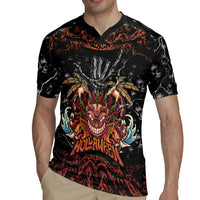 Aloha Halloween Rugby Jersey Horror Tiki Heavy Metal Style - Polynesian Pride