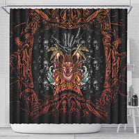 Aloha Halloween Shower Curtain Horror Tiki Heavy Metal Style - Polynesian Pride