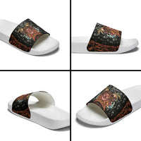 Aloha Halloween Slide Sandals Horror Tiki Heavy Metal Style - Polynesian Pride