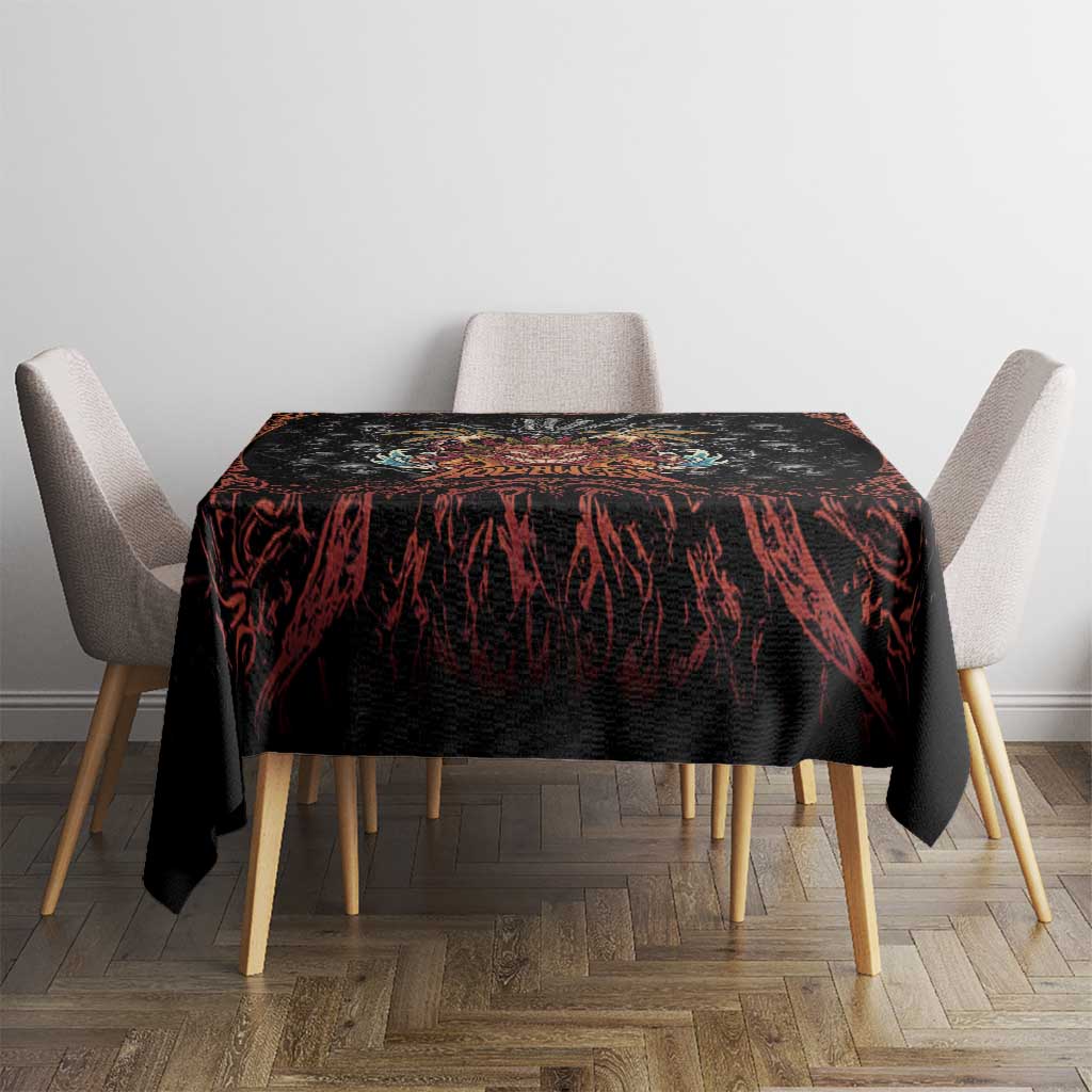 Aloha Halloween Tablecloth Horror Tiki Heavy Metal Style - Polynesian Pride