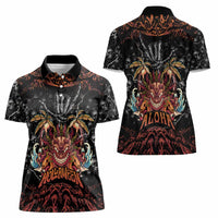 Aloha Halloween Women Polo Shirt Horror Tiki Heavy Metal Style - Polynesian Pride