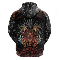 Aloha Halloween Zip Hoodie Horror Tiki Heavy Metal Style - Polynesian Pride