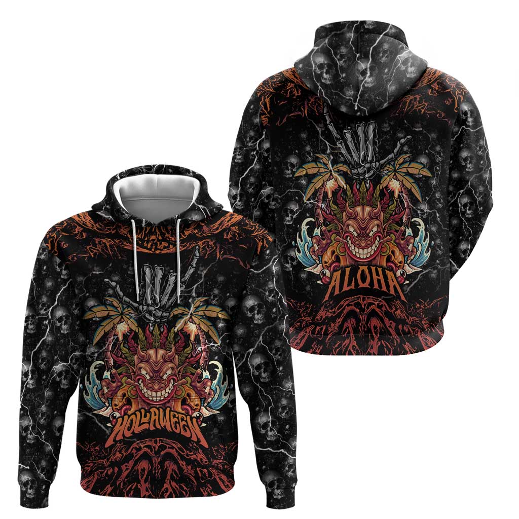 Aloha Halloween Zip Hoodie Horror Tiki Heavy Metal Style - Polynesian Pride