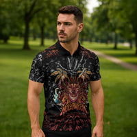 Aloha Halloween Zipper Polo Shirt Horror Tiki Heavy Metal Style - Polynesian Pride