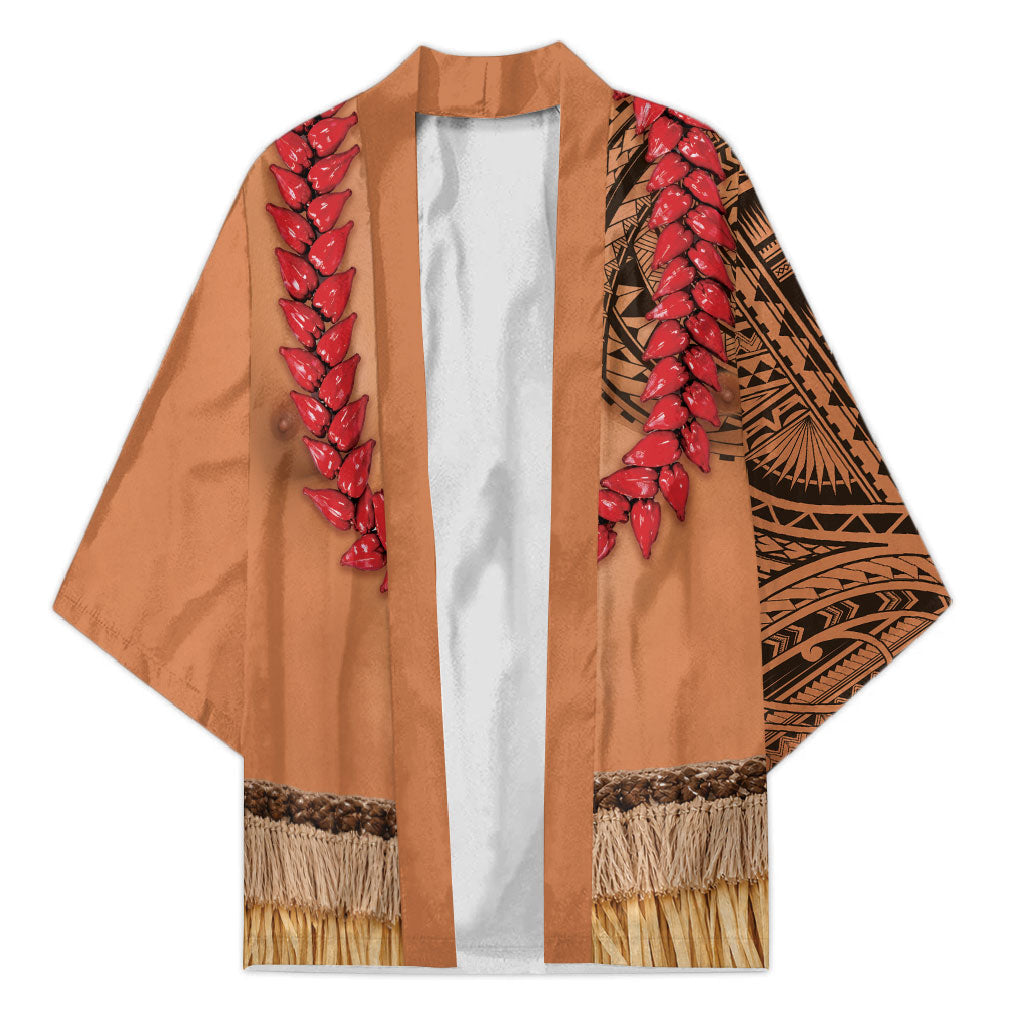 Samoa Tribal Tattoo Costume Kimono Ula Fala Necklace LT05 Unisex Beige - Polynesian Pride