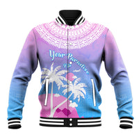 Personalised Fiji Your Paradise Festival Baseball Jacket With Fijian Masi Tapa Pattern LT05 Unisex Blue - Polynesian Pride