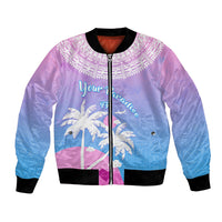 Personalised Fiji Your Paradise Festival Bomber Jacket With Fijian Masi Tapa Pattern LT05 Unisex Blue - Polynesian Pride