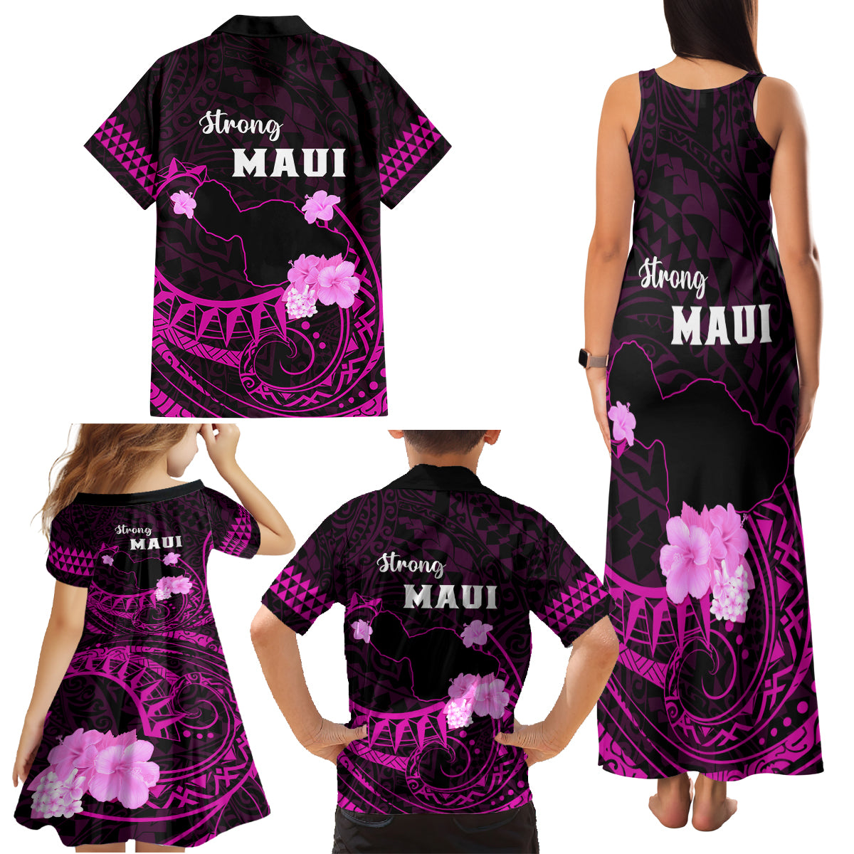 Hawaii Strong Maui Family Matching Tank Maxi Dress and Hawaiian Shirt Lahaina Is Not For Sale LT05 - Polynesian Pride