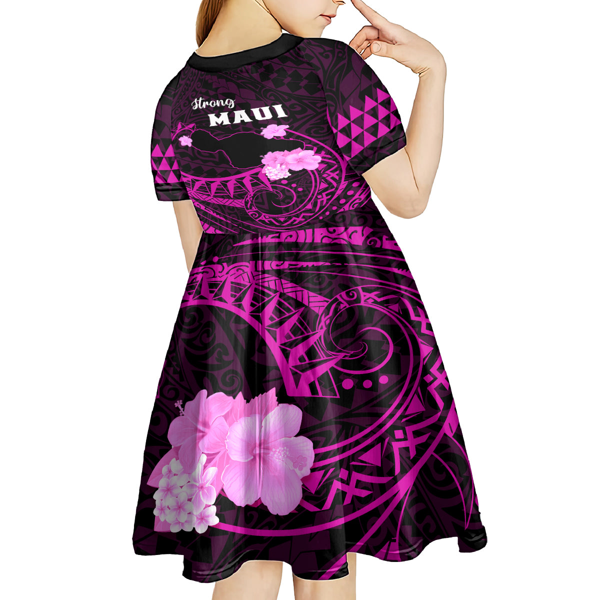 Hawaii Strong Maui Kid Short Sleeve Dress Lahaina Is Not For Sale LT05 - Polynesian Pride