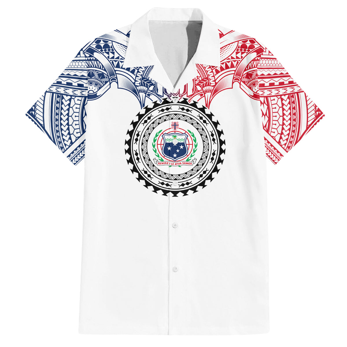 Samoa Black Saturday Family Matching Off Shoulder Short Dress and Hawaiian Shirt Polynesian Tribal Simple Style LT05 Dad's Shirt - Short Sleeve White - Polynesian Pride