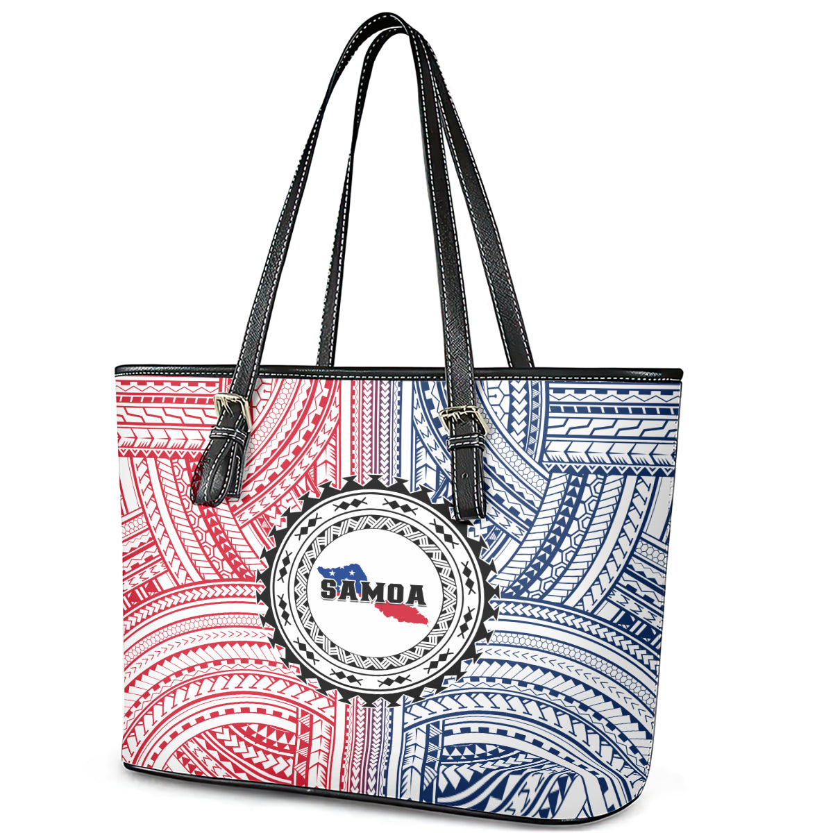 Samoa Black Saturday Leather Tote Bag Polynesian Tribal Simple Style LT05 - Polynesian Pride