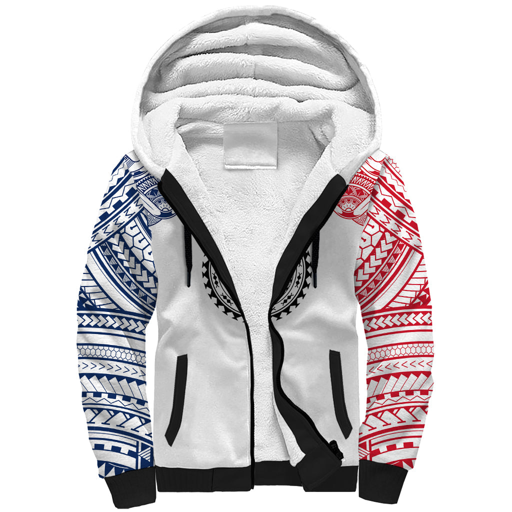 Samoa Black Saturday Sherpa Hoodie Polynesian Tribal Simple Style LT05 Unisex White - Polynesian Pride