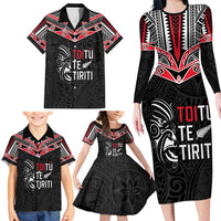 Aotearoa Toitu Te Tiriti Family Matching Long Sleeve Bodycon Dress and Hawaiian Shirt New Zealand Honour The Treaty