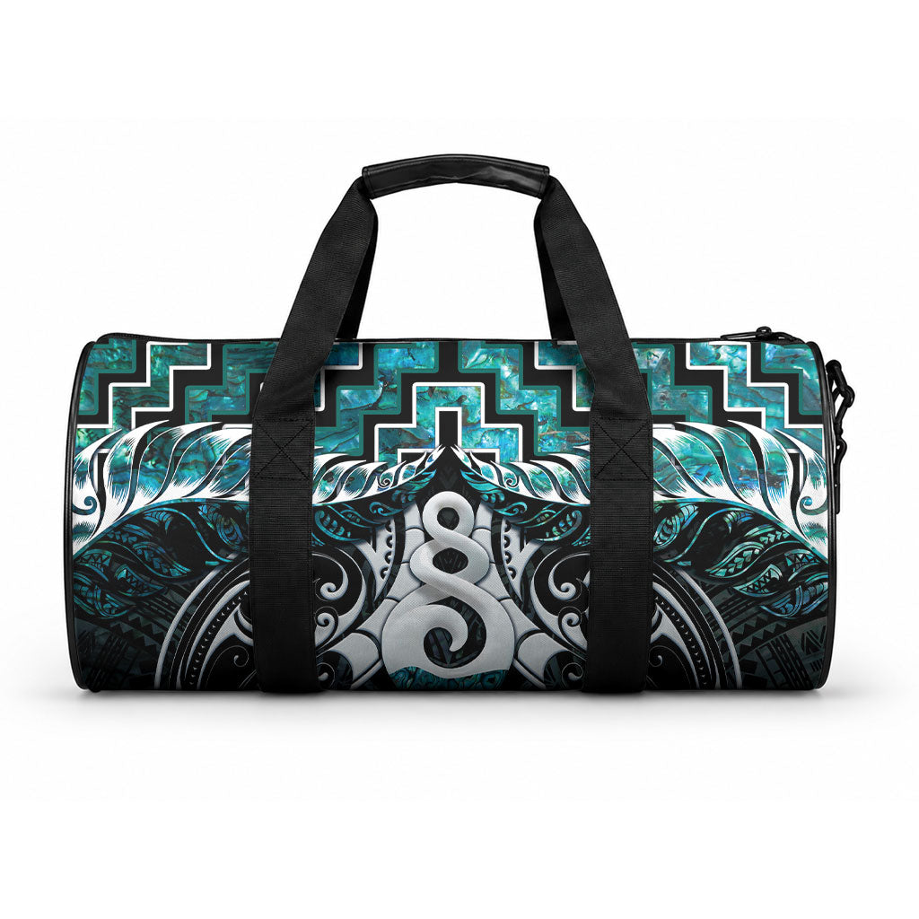 New Zealand Maori Duffle Bag Poutama Pikorua Turquoise Paua Shell LT05 One size Turquoise - Polynesian Pride