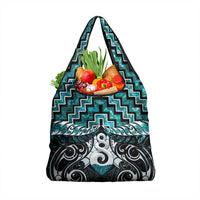 New Zealand Maori Grocery Bag Poutama Pikorua Turquoise Paua Shell