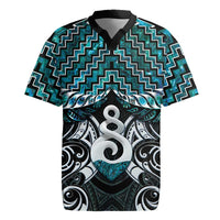New Zealand Maori Rugby Jersey Poutama Pikorua Turquoise Paua Shell