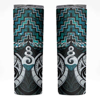 New Zealand Maori Skinny Tumbler Poutama Pikorua Turquoise Paua Shell