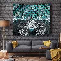 New Zealand Maori Tapestry Poutama Pikorua Turquoise Paua Shell LT05 Turquoise - Polynesian Pride