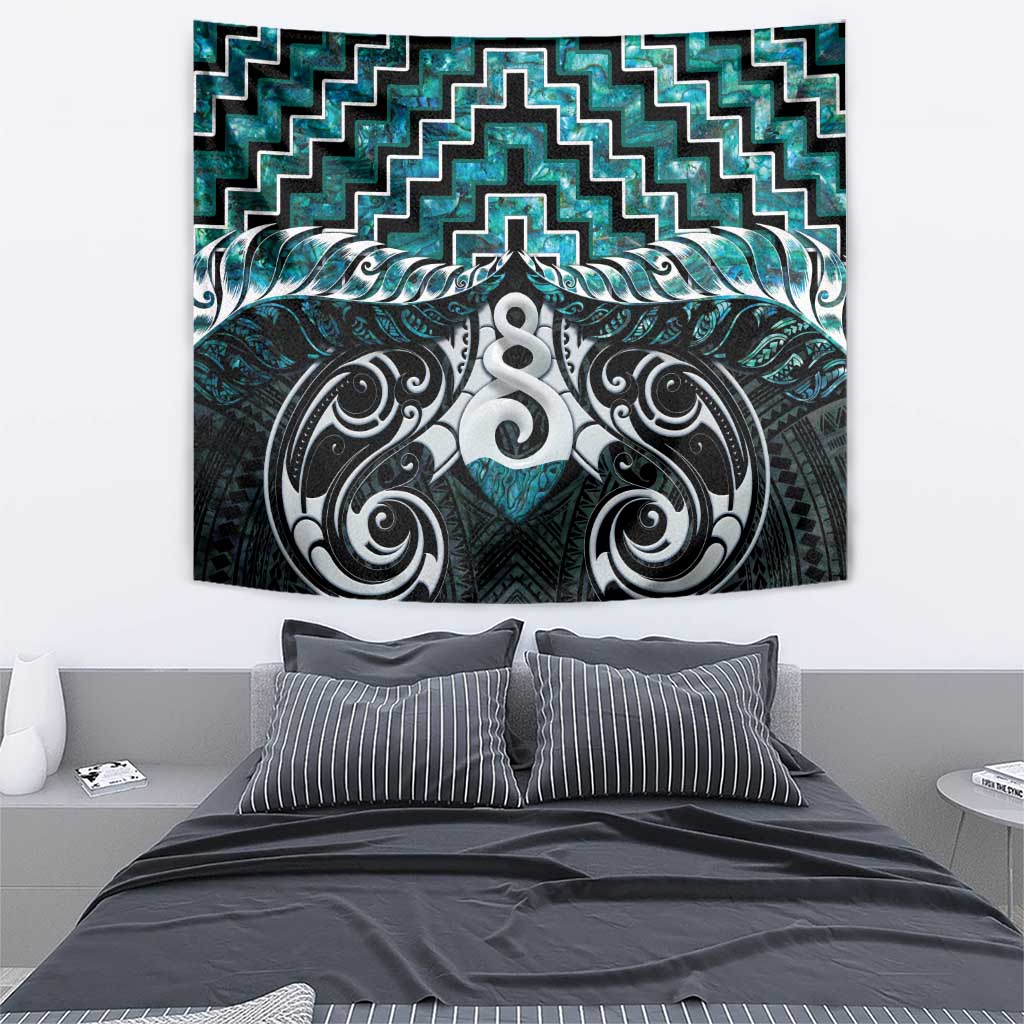 New Zealand Maori Tapestry Poutama Pikorua Turquoise Paua Shell LT05 - Polynesian Pride