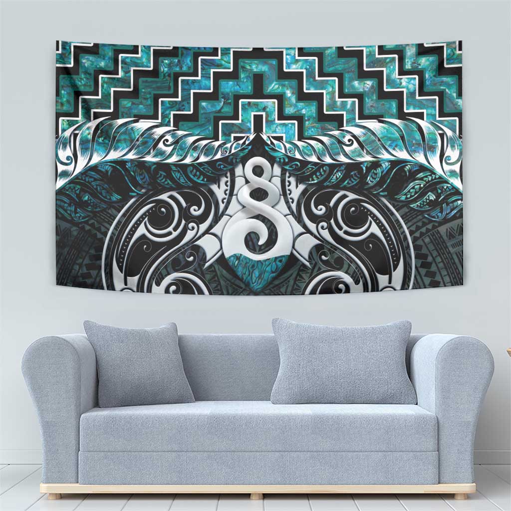 New Zealand Maori Tapestry Poutama Pikorua Turquoise Paua Shell LT05 - Polynesian Pride