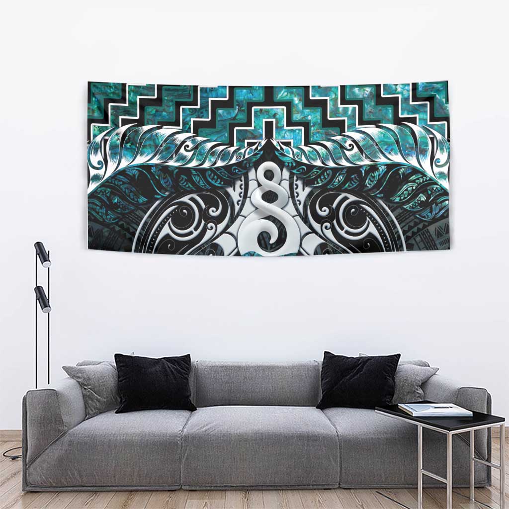 New Zealand Maori Tapestry Poutama Pikorua Turquoise Paua Shell LT05 - Polynesian Pride