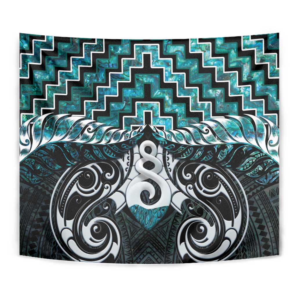 New Zealand Maori Tapestry Poutama Pikorua Turquoise Paua Shell LT05 - Polynesian Pride