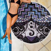 New Zealand Maori Beach Blanket Poutama Pikorua Purple Paua Shell