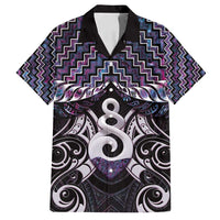 New Zealand Maori Family Matching Off Shoulder Maxi Dress and Hawaiian Shirt Poutama Pikorua Purple Paua Shell