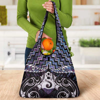 New Zealand Maori Grocery Bag Poutama Pikorua Purple Paua Shell