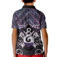 New Zealand Maori Kid Polo Shirt Poutama Pikorua Purple Paua Shell