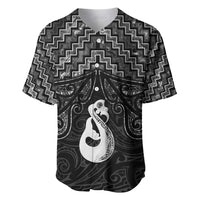 New Zealand Maori Baseball Jersey Poutama Manaia Black Paua Shell LT05 Black - Polynesian Pride