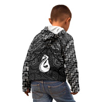 New Zealand Maori Kid Hoodie Poutama Manaia Black Paua Shell LT05 - Polynesian Pride