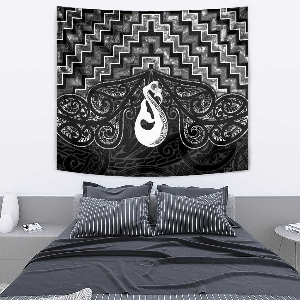 New Zealand Maori Tapestry Poutama Manaia Black Paua Shell LT05 - Polynesian Pride