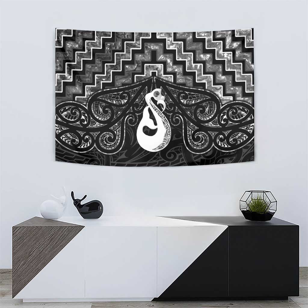 New Zealand Maori Tapestry Poutama Manaia Black Paua Shell LT05 - Polynesian Pride
