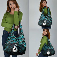 New Zealand Maori Grocery Bag Poutama Manaia Turquoise Paua Shell