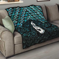 New Zealand Maori Quilt Poutama Manaia Turquoise Paua Shell LT05 - Polynesian Pride